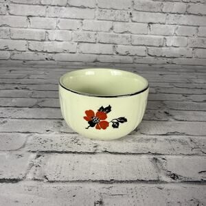Vintage Hall's Superior Red Poppy Custard Bowl Silver Trim Small 3 1/2"0